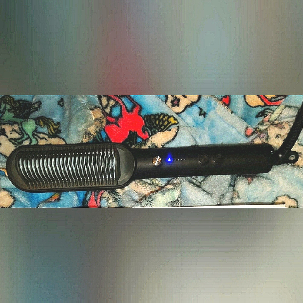 Black Hair Straightening Brush - Sleek Electric Styling Tool